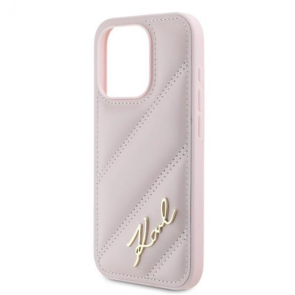 Karl Lagerfeld KLHCP15LPQDSMGP iPhone 15 Pro 6,1" husă rigidă rożowy/roz Diagonal Quilted Script