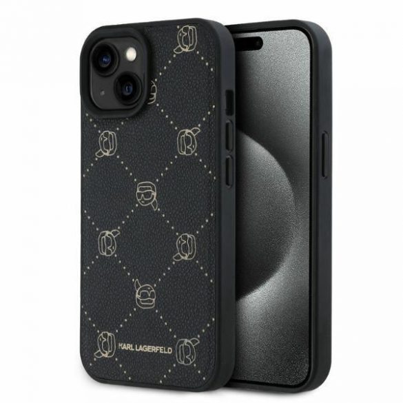 Karl Lagerfeld KLHMP15SPGKHPHK Carcasă Magsafe Karl Head pentru iPhone 15 - negru