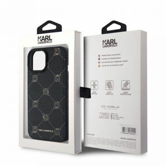 Karl Lagerfeld KLHMP15SPGKHPHK Carcasă Magsafe Karl Head pentru iPhone 15 - negru