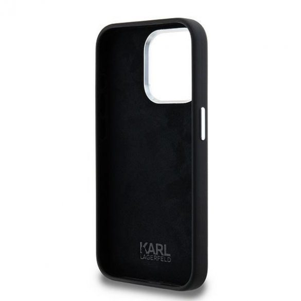 Karl Lagerfeld KLHCP15LSCMSMMVK iPhone 15 Pro 6.1" carcasă rigidă/neagră, silicon, metal, script