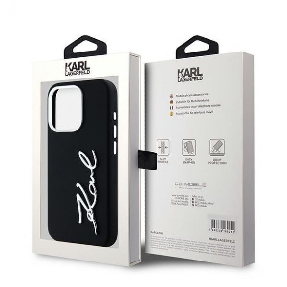 Karl Lagerfeld KLHCP15LSCMSMMVK iPhone 15 Pro 6.1" carcasă rigidă/neagră, silicon, metal, script