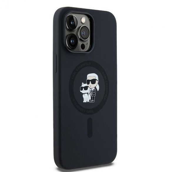 Karl Lagerfeld KLHMP14LSCMKCRHK Carcasă rigidă pentru iPhone 14 Pro 6,1" czarny/negru Silicon Karl & Choupette MagSafe