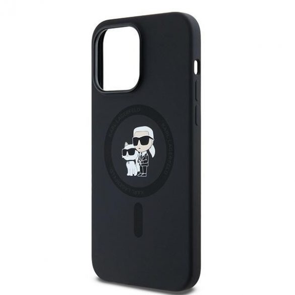 Karl Lagerfeld KLHMP14LSCMKCRHK Carcasă rigidă pentru iPhone 14 Pro 6,1" czarny/negru Silicon Karl & Choupette MagSafe