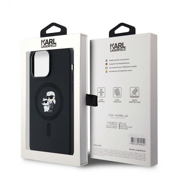 Karl Lagerfeld KLHMP14LSCMKCRHK Carcasă rigidă pentru iPhone 14 Pro 6,1" czarny/negru Silicon Karl & Choupette MagSafe