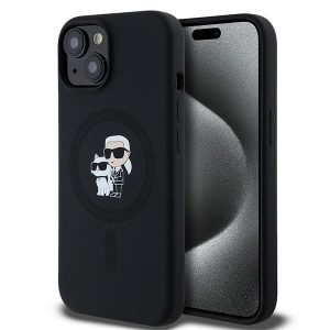 Karl Lagerfeld KLHMP15MSCMKCRHK Carcasă rigidă pentru iPhone 15 Plus / 14 Plus 6,7" czarny/negru Silicon Karl & Choupette MagSafe