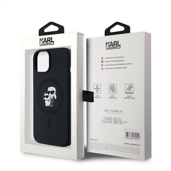 Karl Lagerfeld KLHMP15MSCMKCRHK Carcasă rigidă pentru iPhone 15 Plus / 14 Plus 6,7" czarny/negru Silicon Karl & Choupette MagSafe