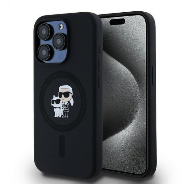 Karl Lagerfeld KLHMP15LSCMKCRHK iPhone 15 Pro 6.1" carcasă rigidă/neagră Silicon Karl & Choupette MagSafe