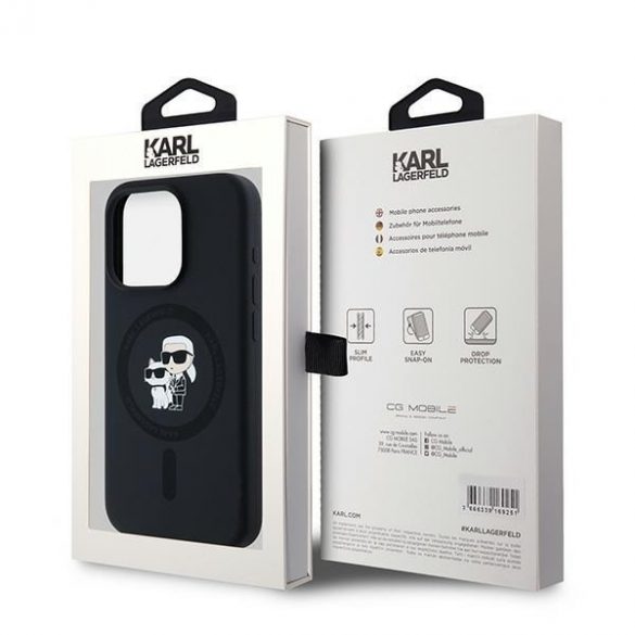 Karl Lagerfeld KLHMP15LSCMKCRHK iPhone 15 Pro 6.1" carcasă rigidă/neagră Silicon Karl & Choupette MagSafe