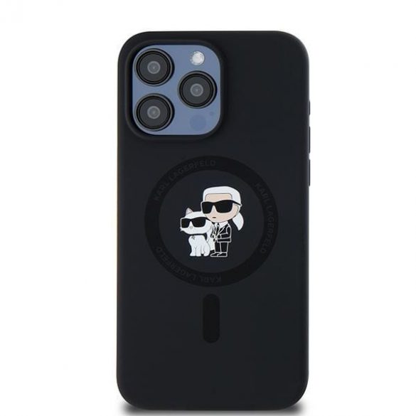 Karl Lagerfeld KLHMP15XSCMKCRHK iPhone 15 Pro Max 6,7" carcasă rigidă/neagră din silicon Karl & Choupette Ring MagSafe