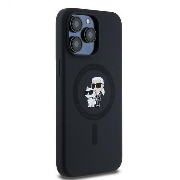 Karl Lagerfeld KLHMP15XSCMKCRHK iPhone 15 Pro Max 6,7" carcasă rigidă/neagră din silicon Karl & Choupette Ring MagSafe