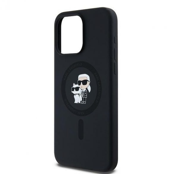 Karl Lagerfeld KLHMP15XSCMKCRHK iPhone 15 Pro Max 6,7" carcasă rigidă/neagră din silicon Karl & Choupette Ring MagSafe