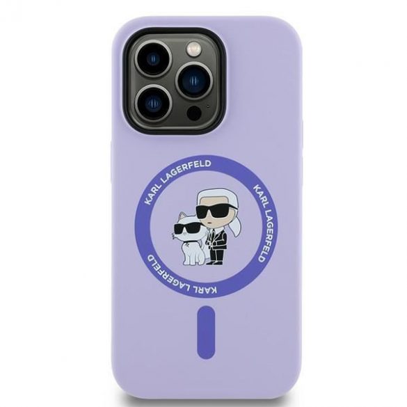 Karl Lagerfeld KLHMP14LSCMKCRHU Silicon Karl&Choupette Heads Ring MagSafe carcase rigide pentru iPhone 14 Pro - violet