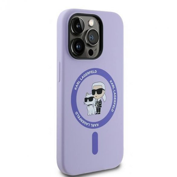 Karl Lagerfeld KLHMP14LSCMKCRHU Silicon Karl&Choupette Heads Ring MagSafe carcase rigide pentru iPhone 14 Pro - violet