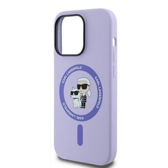 Karl Lagerfeld KLHMP14LSCMKCRHU Silicon Karl&Choupette Heads Ring MagSafe carcase rigide pentru iPhone 14 Pro - violet