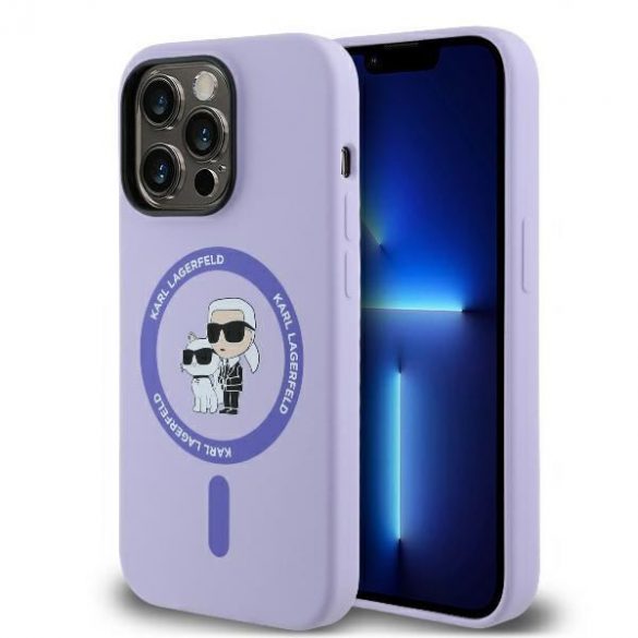 Karl Lagerfeld KLHMP14XSCMKCRHU Silicone Karl&Choupette Heads Ring MagSafe hardtok iPhone 14 Pro Max - violet