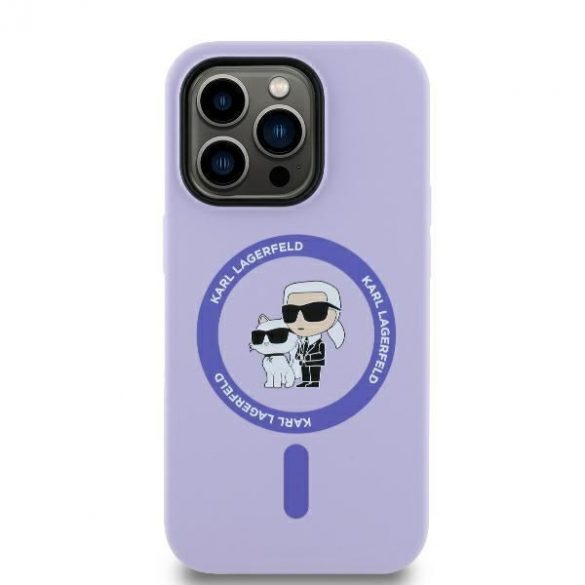 Karl Lagerfeld KLHMP14XSCMKCRHU Silicone Karl&Choupette Heads Ring MagSafe hardtok iPhone 14 Pro Max - violet