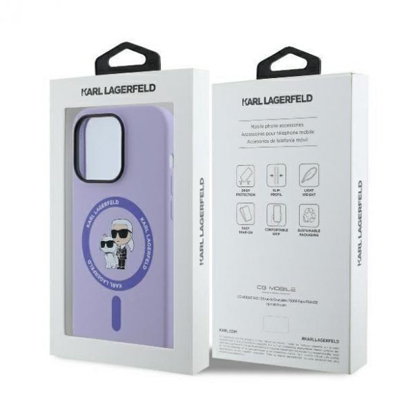 Karl Lagerfeld KLHMP14XSCMKCRHU Silicone Karl&Choupette Heads Ring MagSafe hardtok iPhone 14 Pro Max - violet