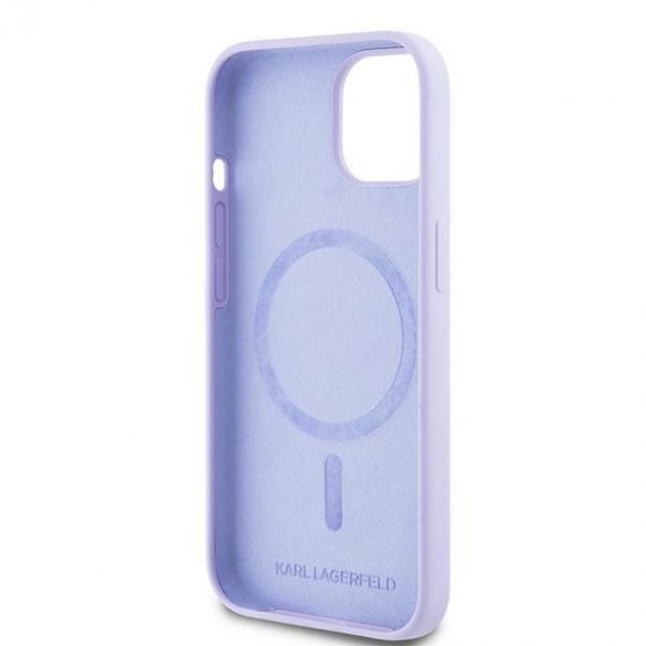 Karl Lagerfeld KLHMP15SSCMCMKCRHU Silicon Karl&Choupette Heads Ring MagSafe carcase rigide pentru iPhone 15 - violet