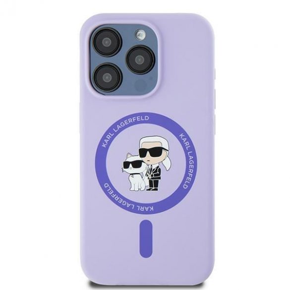 Karl Lagerfeld KLHMP15LSCMKCRHU Silicon Karl&Choupette Heads Ring MagSafe carcase rigide pentru iPhone 15 Pro - violet