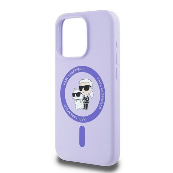 Karl Lagerfeld KLHMP15LSCMKCRHU Silicon Karl&Choupette Heads Ring MagSafe carcase rigide pentru iPhone 15 Pro - violet