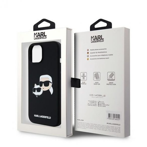 Karl Lagerfeld KLHMP15SSKCHPPLK iPhone 15 / 14 / 13 6.1" carcasă rigidă/neagră Silicon Karl & Choupette MagSafe