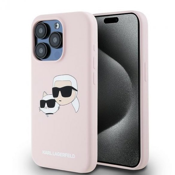 Karl Lagerfeld KLHMP15LSKCHPPLP iPhone 15 Pro 6.1" husă rigidă rożowy/roz Silicon Karl & Choupette MagSafe