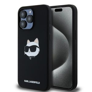 Karl Lagerfeld KLHMP15LSCHPPLK iPhone 15 Pro 6.1" carcasă rigidă/neagră Silicon Choupette Head MagSafe