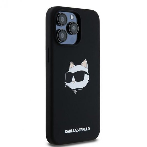 Karl Lagerfeld KLHMP15LSCHPPLK iPhone 15 Pro 6.1" carcasă rigidă/neagră Silicon Choupette Head MagSafe