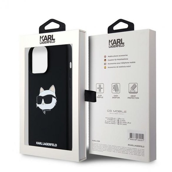 Karl Lagerfeld KLHMP15LSCHPPLK iPhone 15 Pro 6.1" carcasă rigidă/neagră Silicon Choupette Head MagSafe