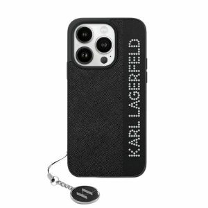 Karl Lagerfeld KLHCP15SPSAKDGCK iPhone 15 / 14 / 13 6.1" carcasă rigidă/neagră Saffiano Strass & Charm