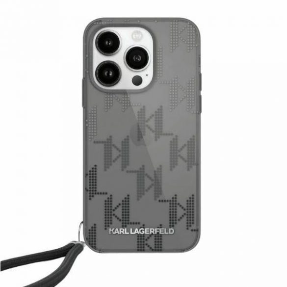 Karl Lagerfeld KLHCP15LHKDPNSK iPhone 15 Pro 6.1" carcasă rigidă/neagră IML Mono KL Pattern & Cord