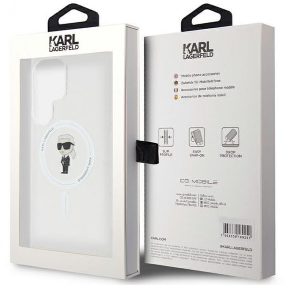 Karl Lagerfeld KLHMS24LHFCKNOT S24 Ultra S928 husă rigidă transparentă IML Ikonik MagSafe