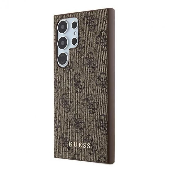 Guess GUHCS24LG4GFBR S24 Ultra S928 carcasă rigidă maro/brązowy 4G Metal Gold Logo