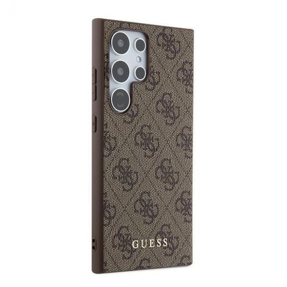 Guess GUHCS24LG4GFBR S24 Ultra S928 carcasă rigidă maro/brązowy 4G Metal Gold Logo