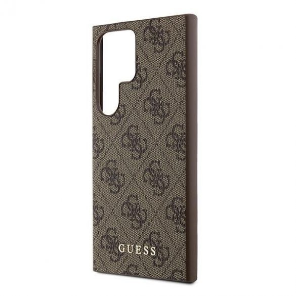 Guess GUHCS24LG4GFBR S24 Ultra S928 carcasă rigidă maro/brązowy 4G Metal Gold Logo