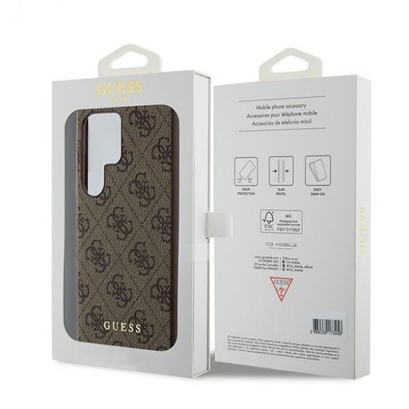 Guess GUHCS24LG4GFBR S24 Ultra S928 carcasă rigidă maro/brązowy 4G Metal Gold Logo