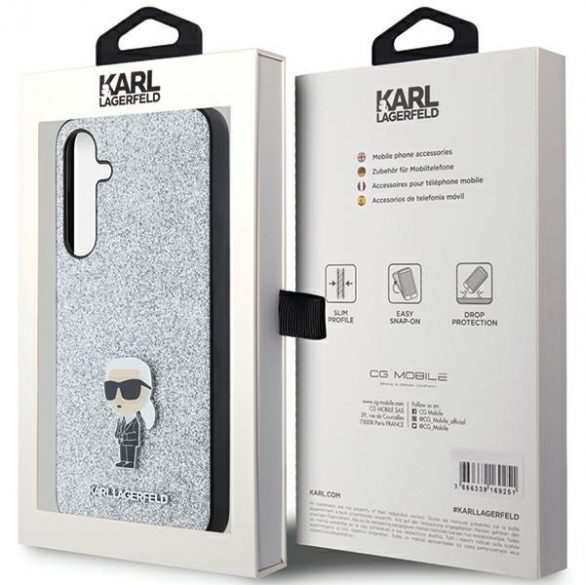 Karl Lagerfeld KLHCSA35GCNPSG A35 A356 srebrny/argintiu hardcase Fixed Glitter Choupette Logo Pin metal