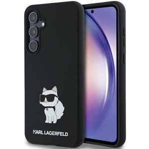 Karl Lagerfeld KLHCSA35SMHCNPK A35 A356 carcasă rigidă neagră din silicon Choupette Metal Pin