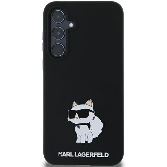 Karl Lagerfeld KLHCSA35SMHCNPK A35 A356 carcasă rigidă neagră din silicon Choupette Metal Pin