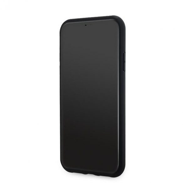 DKNY DKHMN61PCPVSLK Carcasă rigidă pentru iPhone 11 / Xr de 6,1 inchi/negru, piele, în carouri, model mono MagSafe