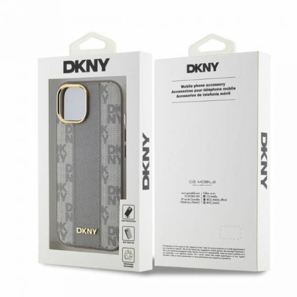 DKNY DKHMP14SPCPVSLE Carouri din piele Mono model MagSafe hardcase iPhone 14 - bej