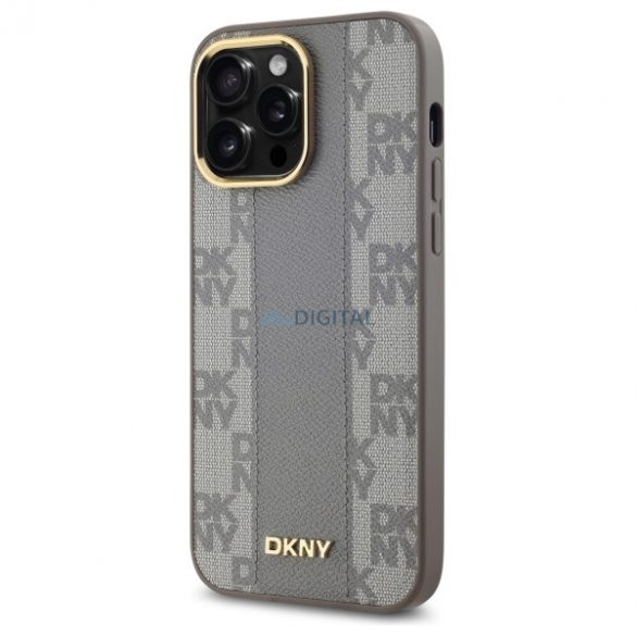 DKNY DKHMP14XPCPVSLE Carouri din piele Mono model MagSafe compatibil caz greu pentru iPhone 14 Pro Max - bej