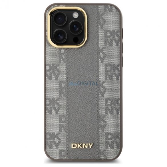 DKNY DKHMP14XPCPVSLE Carouri din piele Mono model MagSafe compatibil caz greu pentru iPhone 14 Pro Max - bej