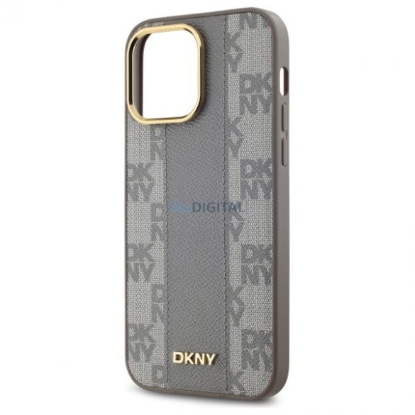 DKNY DKHMP14XPCPVSLE Carouri din piele Mono model MagSafe compatibil caz greu pentru iPhone 14 Pro Max - bej