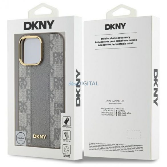 DKNY DKHMP14XPCPVSLE Carouri din piele Mono model MagSafe compatibil caz greu pentru iPhone 14 Pro Max - bej