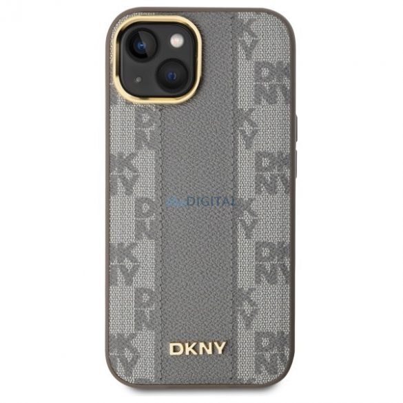 DKNY DKHMP15MPCPVSLE Carouri din piele cu model Mono compatibil MagSafe pentru iPhone 15 Plus - bej