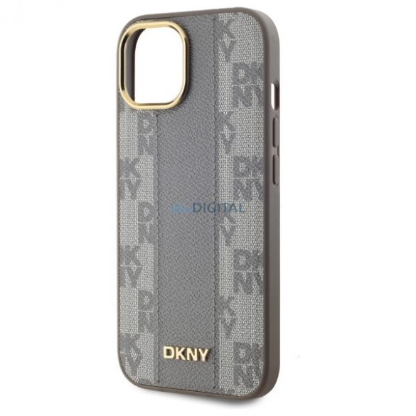 DKNY DKHMP15MPCPVSLE Carouri din piele cu model Mono compatibil MagSafe pentru iPhone 15 Plus - bej