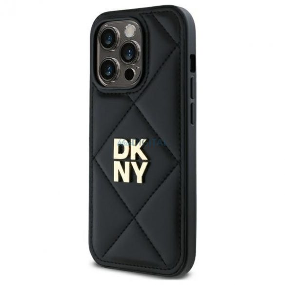 DKNY DKHCP14LPQDSLK Carcasă matlasată cu logo iPhone 14 Pro - Negru