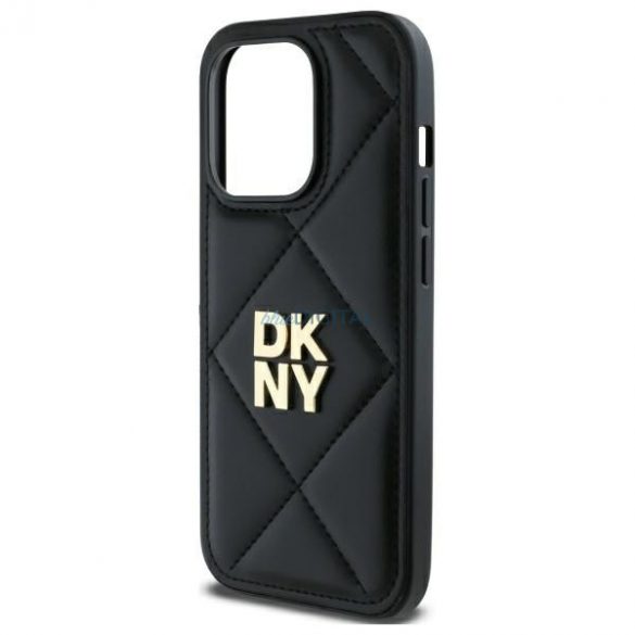 DKNY DKHCP14LPQDSLK Carcasă matlasată cu logo iPhone 14 Pro - Negru