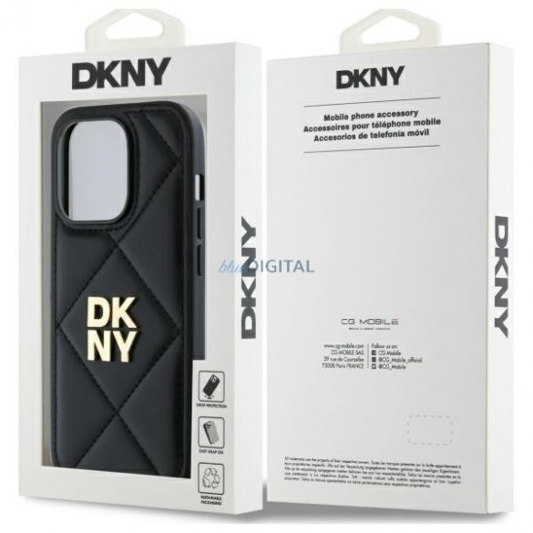 DKNY DKHCP14LPQDSLK Carcasă matlasată cu logo iPhone 14 Pro - Negru